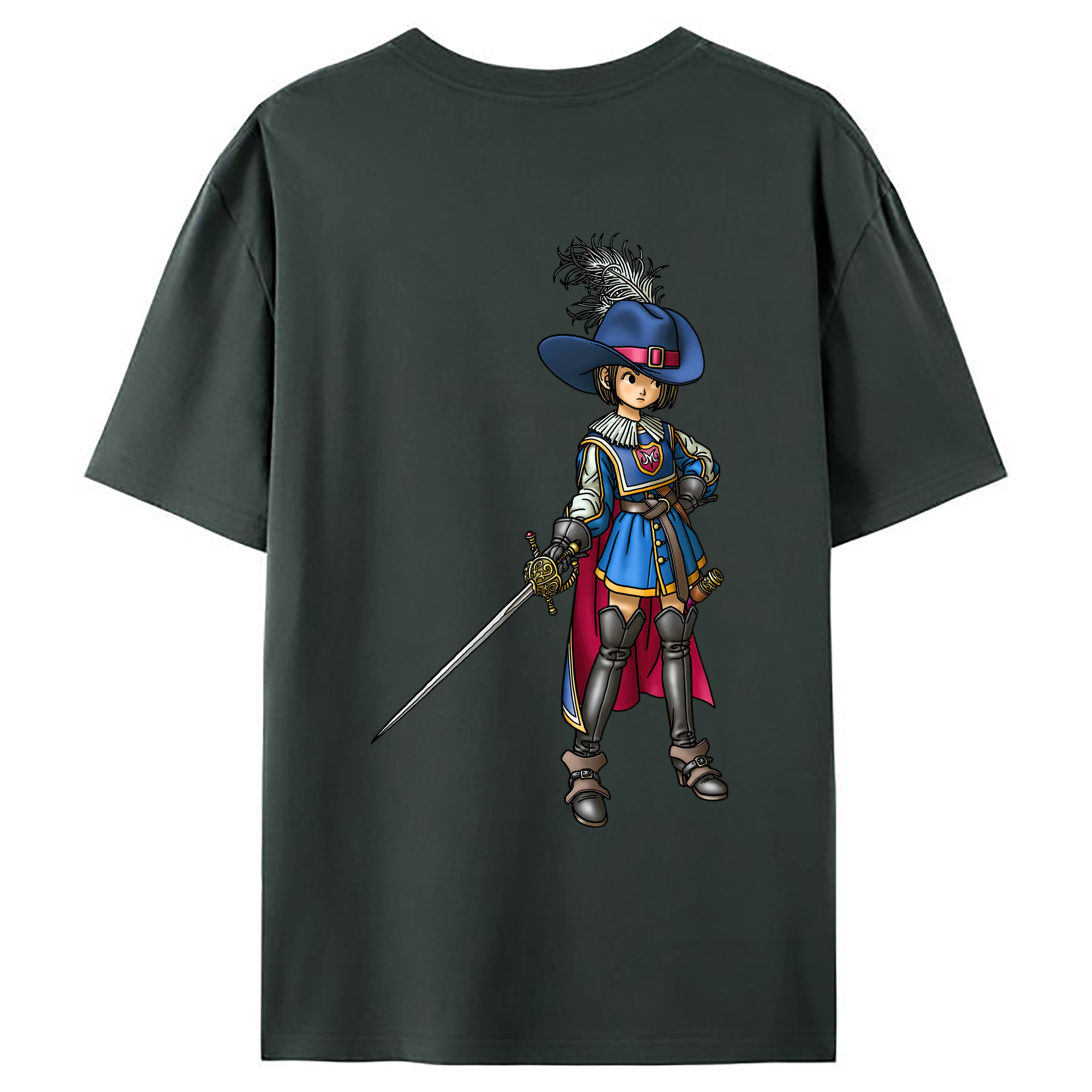 （画像用） ドラゴンクエスト Doragon Kuesuto Dragon Quest 綿100％ メンズ半袖Tシャツ（バックプリント） 通気性